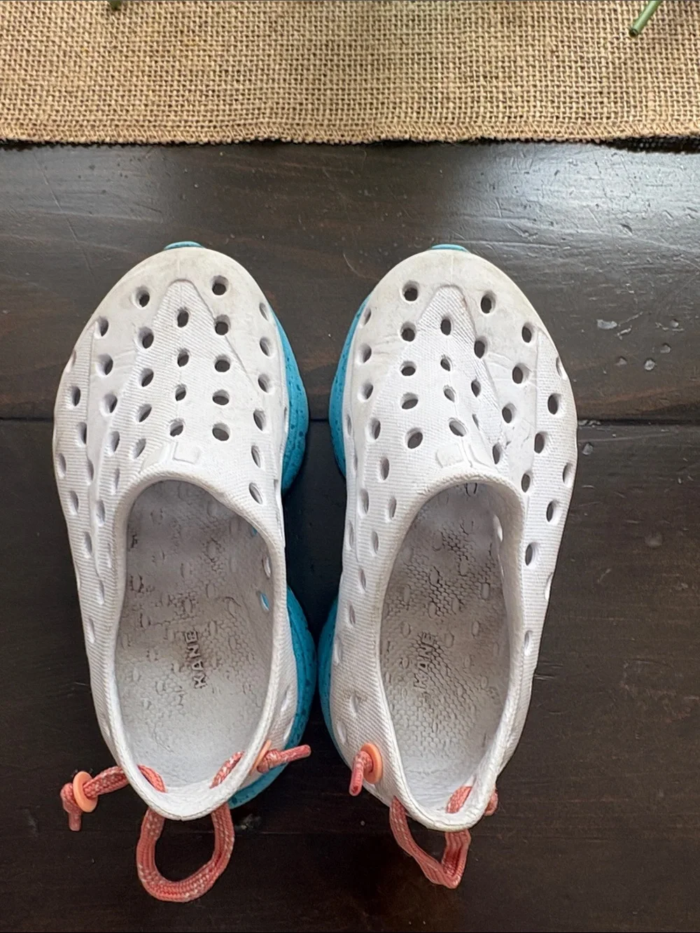 Kids White Water Shoes with Blue Sole — Slip-On Quick-Dry